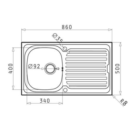 Stainless Steel Reversible Kitchen Sink 860 x 500mm - Taylor & Moore