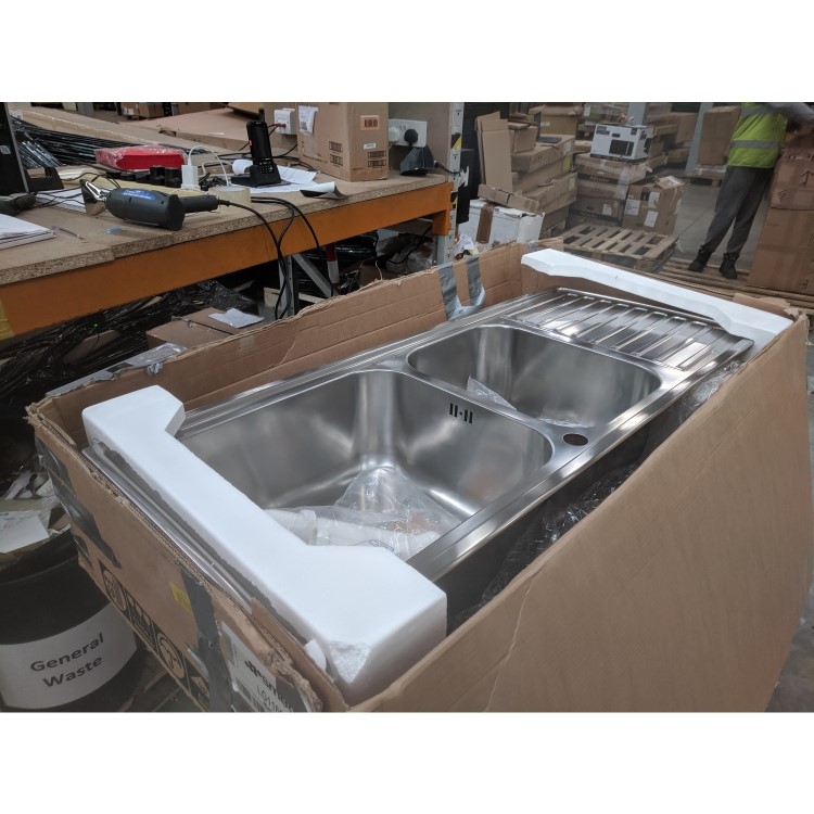 GRADE A2 - Smeg LG116S-2 116cm Alba Stainless Steel Double Bowl Single Left Hand Drainer Inset Sink