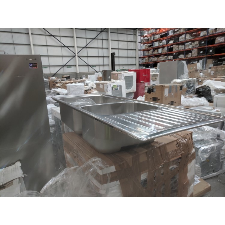 GRADE A2 - Smeg LG116S-2 116cm Alba Stainless Steel Double Bowl Single Left Hand Drainer Inset Sink