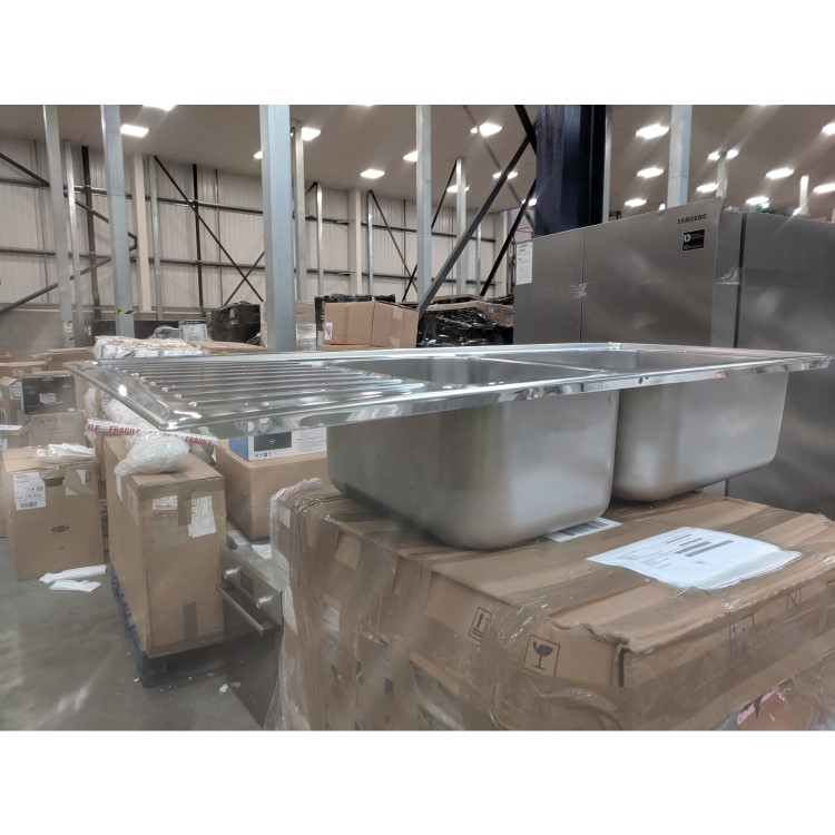 GRADE A2 - Smeg LG116S-2 116cm Alba Stainless Steel Double Bowl Single Left Hand Drainer Inset Sink