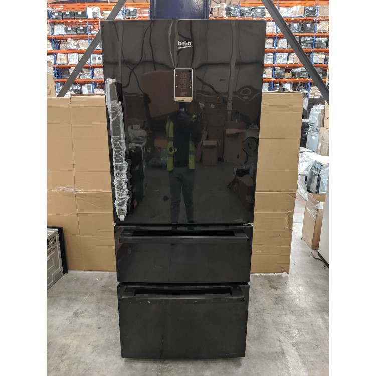GRADE A3 - Beko ASML142B American Style 74cm Wide Multi Door Freestanding Fridge Freezer - Black
