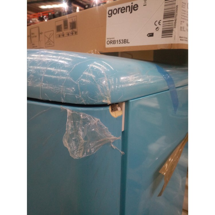 GRADE A3 - Gorenje ORB153BL 60cm Wide Right Hinge Retro Style Freestanding Fridge - Baby Blue