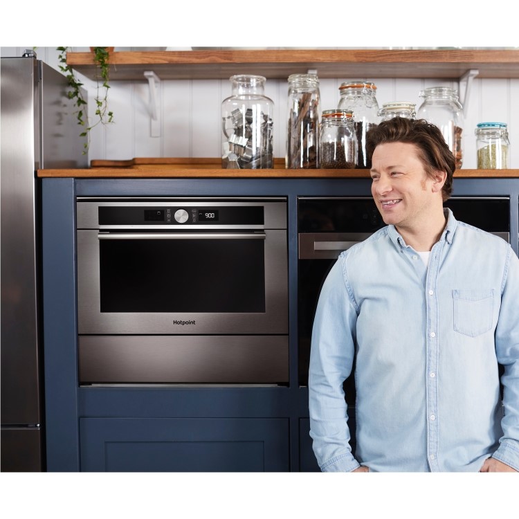 GRADE A1 - Hotpoint MD454IXH 31L Built-in Microwave with Grill Stainless Steel