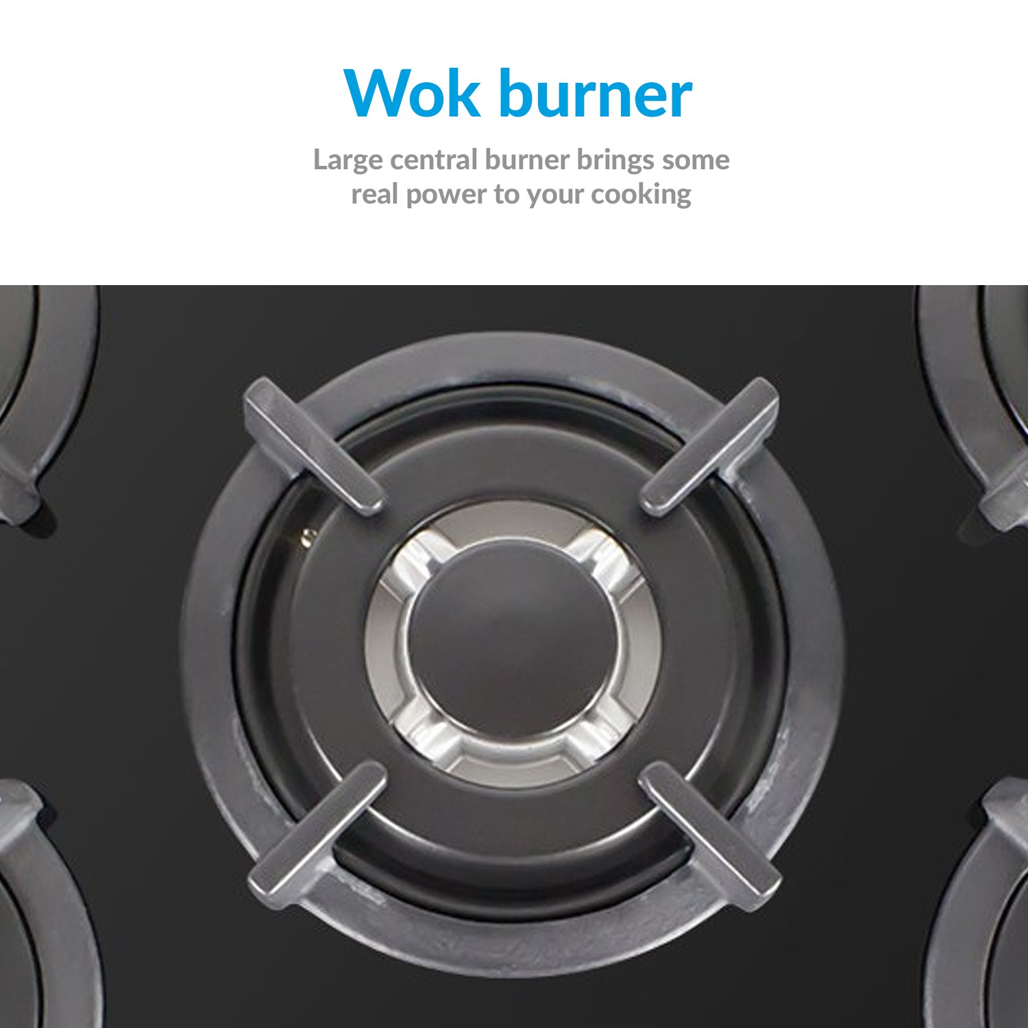 electriQ 70cm Black Glass on Gas 5 Burner Hob IQGH70GLASS Appliances Direct