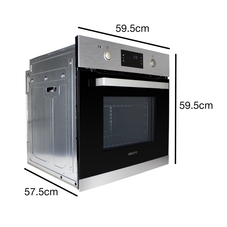 Refurbished electriQ EQBIOPYROVSTEEL 60cm Single Built In Electric Oven Stainless Steel