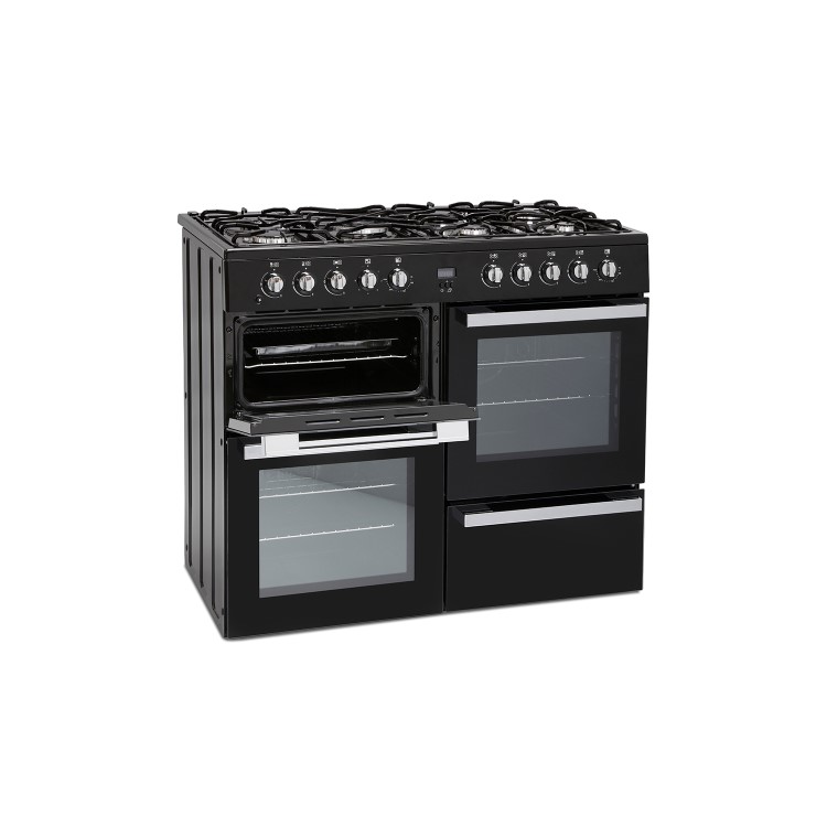 GRADE A2 - Montpellier MDF100K 100cm Dual Fuel Range Cooker - Black