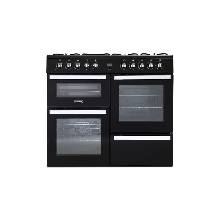 GRADE A2 - Montpellier MDF100K 100cm Dual Fuel Range Cooker - Black