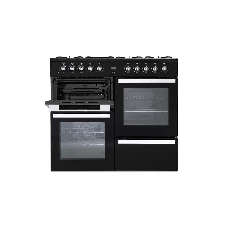 GRADE A2 - Montpellier MDF100K 100cm Dual Fuel Range Cooker - Black