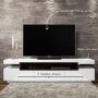 Large White High Gloss TV Unit with Walnut Effect Soundbar Shelf - Harlow - TV's up to 56"