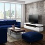 Large White High Gloss TV Unit with Walnut Effect Soundbar Shelf - Harlow - TV's up to 56"