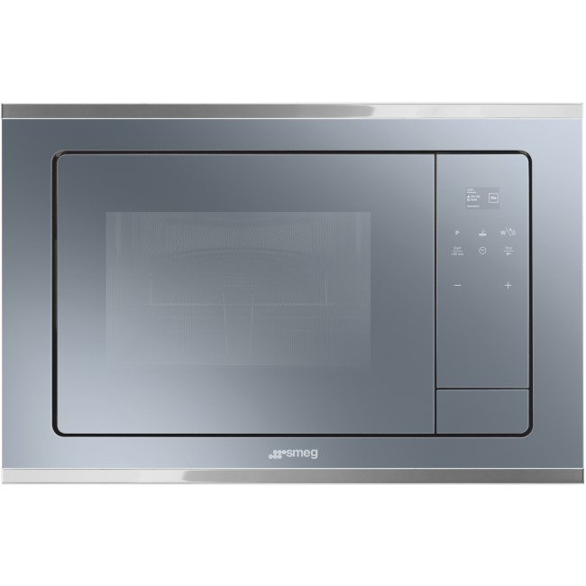GRADE A2 - Smeg FMI420S Cucina 25L Built-in Microwave Oven And Grill - Silver Glass