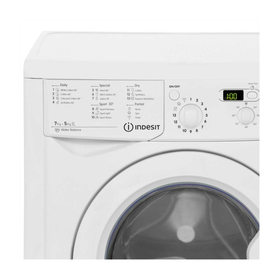 INDESIT IWDD7143 EcoTime 7kg Wash 5kg Dry 1400rpm Freestanding Washer