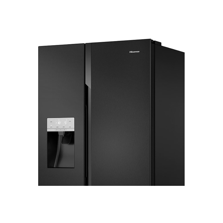 GRADE A1 - Hisense RS694N4TB1 Side-by-side American Fridge Freezer With Non Plumbed Ice & Water Dispenser - Black