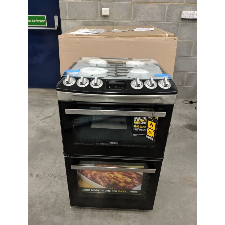 GRADE A2 - Zanussi ZCG43250XA 55cm Double Oven Gas Cooker With Minute Minder - Stainless Steel