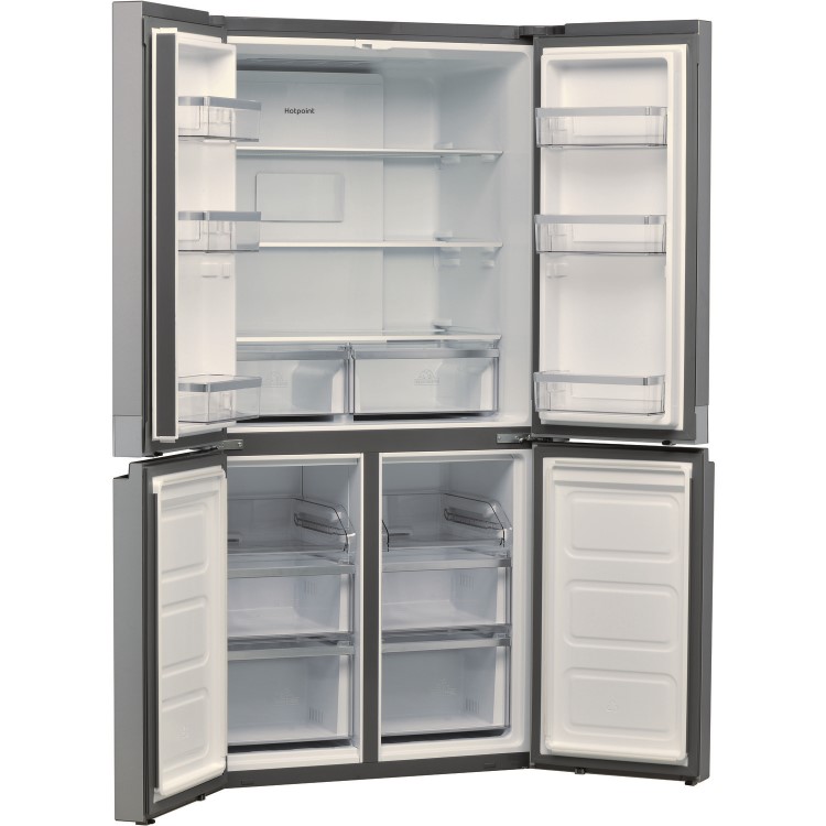 GRADE A1 - Hotpoint HQ9E1L American-style Frost Free Fridge Freezer With Touch Controls - Stainless Steel Look