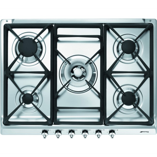 Refurbished Smeg SE70SGH-5 Classic 70cm Gas Hob with Cast Iron Pan Stands
