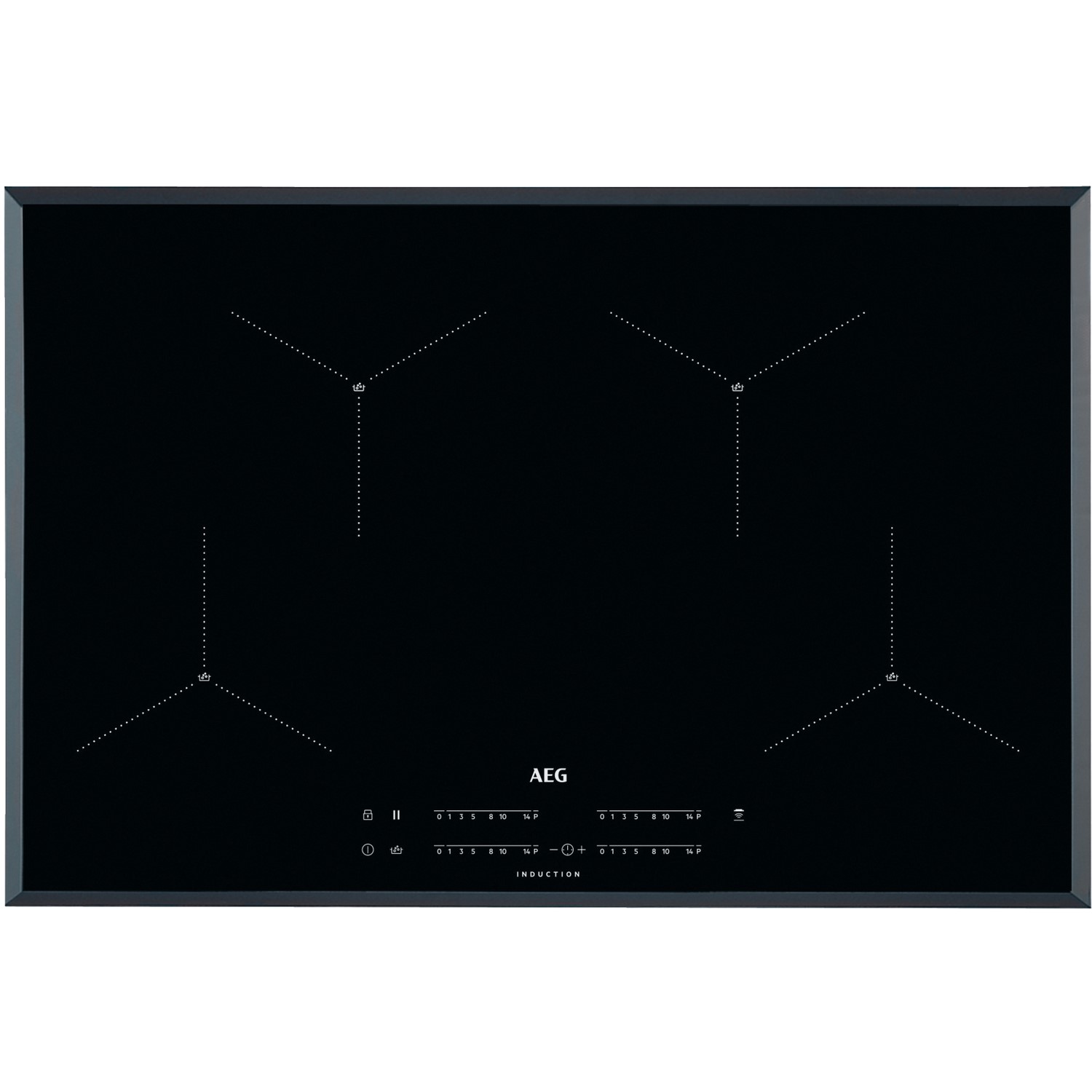 Refurbished AEG IAE84411FB SenseBoil 80cm Touch Control 4 Zone Induction Hob Black