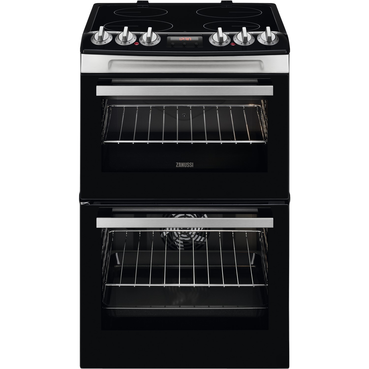 Zanussi 55cm Double Oven Electric Cooker with Catalytic Liners - Stainless Steel