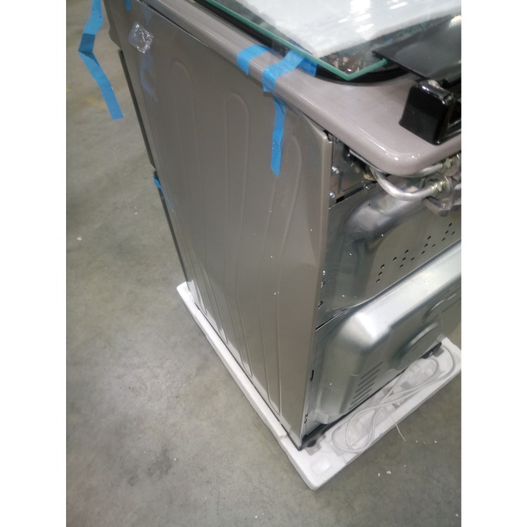 GRADE A3 - Montpellier MDG500LS 50cm Double Oven Gas Cooker With Lid Silver - LPG Jets Included