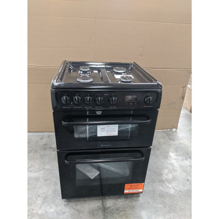 GRADE A3 - Hotpoint HAG60K 60cm Double Oven Gas Cooker - Black