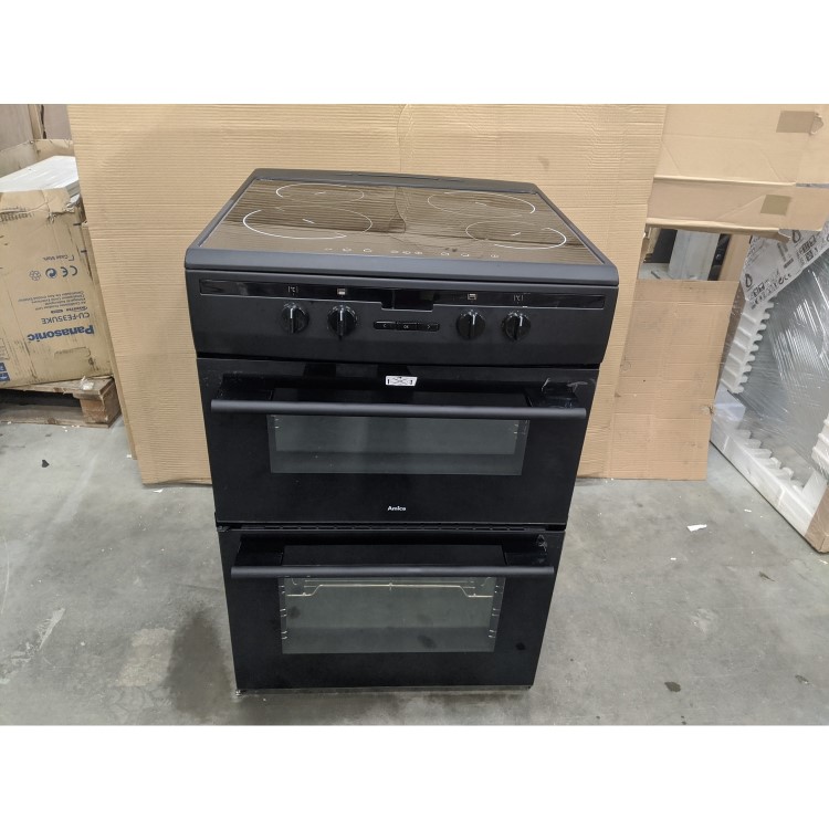 GRADE A3 - Amica AFN6550MB 60cm Electric Double Oven Cooker With Induction Hob And Programmable Timer - Black