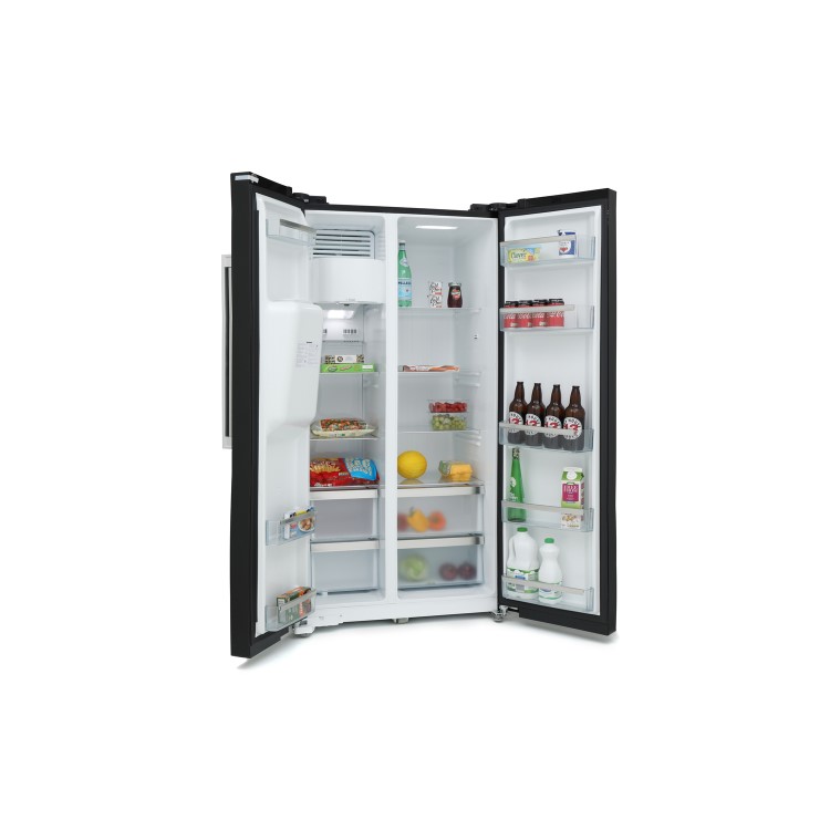 GRADE A2 - Montpellier CSBYS700PK 2 Door Plumbed Ice & Water American Style Fridge - Black