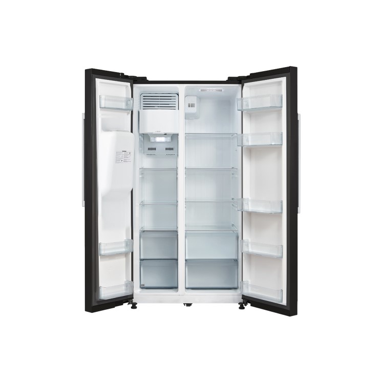 GRADE A2 - Montpellier CSBYS700PK 2 Door Plumbed Ice & Water American Style Fridge - Black