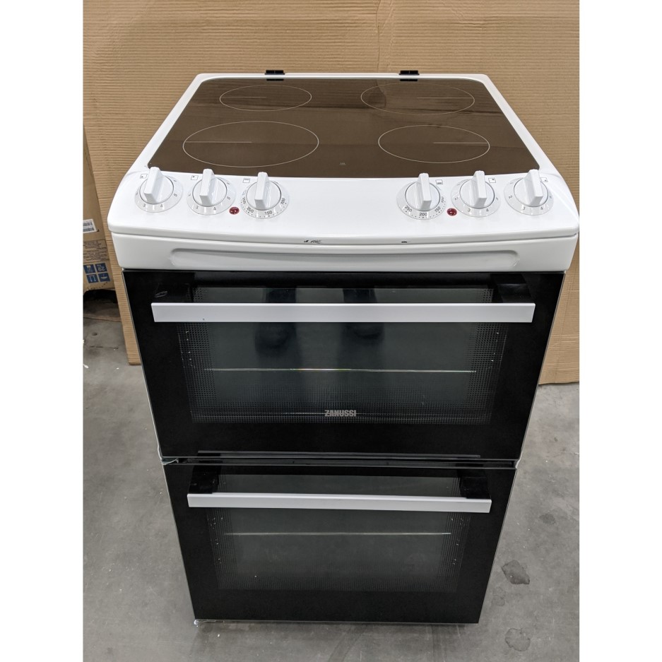 GRADE A3 Zanussi ZCV46050WA 55cm Double Oven Electric Cooker With Ceramic Hob White 77720883