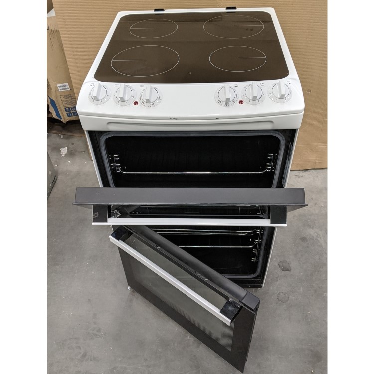 GRADE A3 - Zanussi ZCV46050WA 55cm Double Oven Electric Cooker With Ceramic Hob - White