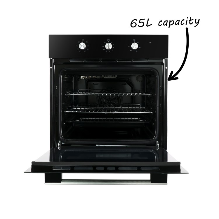 GRADE A2 - electriQ 65 litre 8 Function Fan Assisted Single oven in Black - Supplied with a plug 