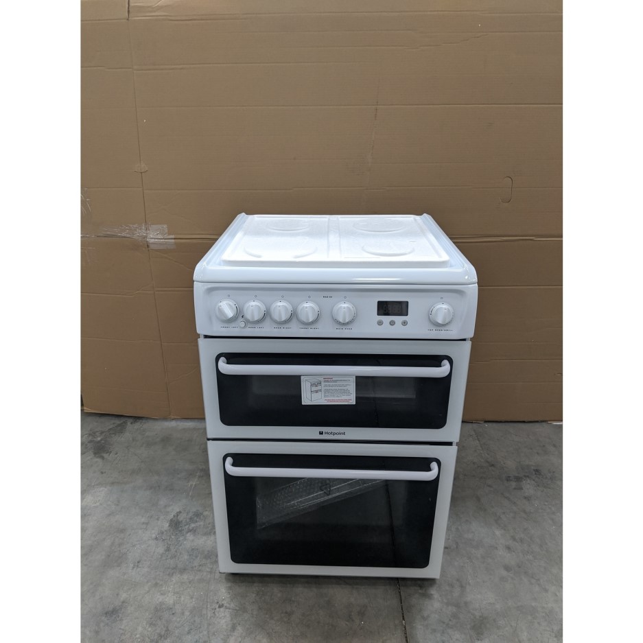 GRADE A3 Hotpoint HAG60P 60cm Double Oven Gas Cooker White 77733000