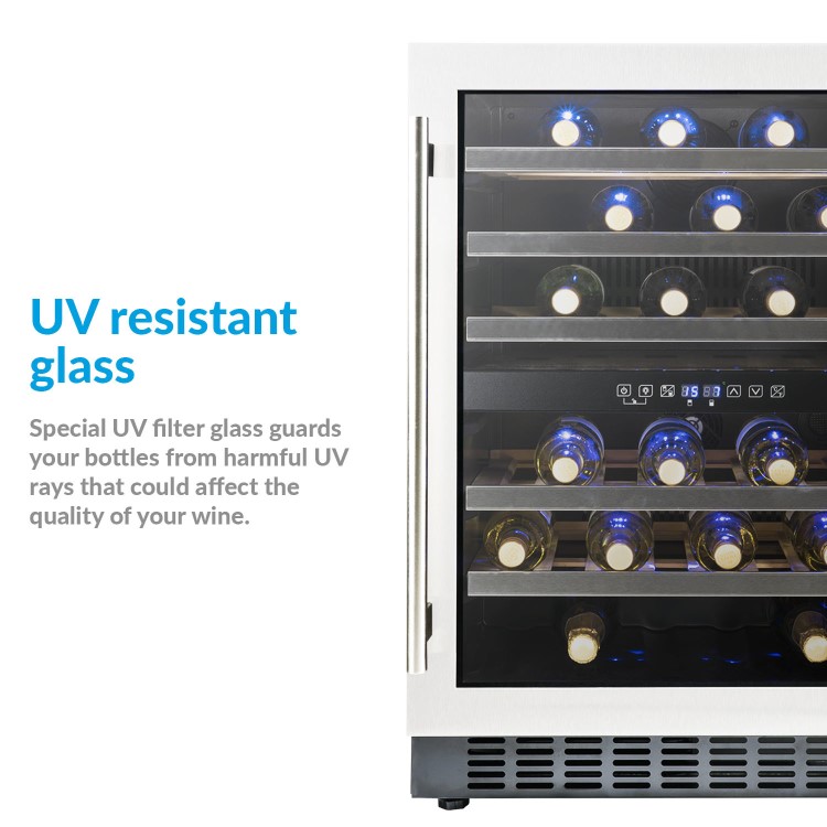 GRADE A2 - electriQ 60cm  Dual Temperature Dual Zone Wine Cooler - Stainless Steel