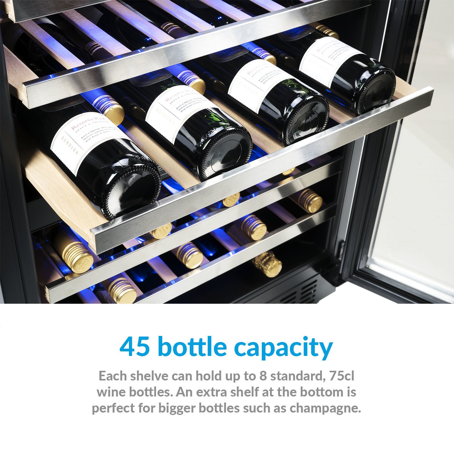 Electriq 45 Bottle Freestanding Under Counter Wine Cooler Dual Zone 60cm Wide 82cm Tall Stainless Steel Eq60winess Appliances Direct