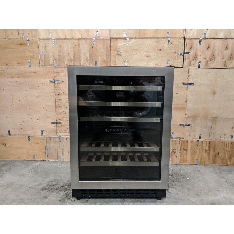 GRADE A3 - electriQ 45 Bottle Freestanding Under Counter Wine Cooler Dual Zone 60cm Wide 82cm Tall - Stainless Steel
