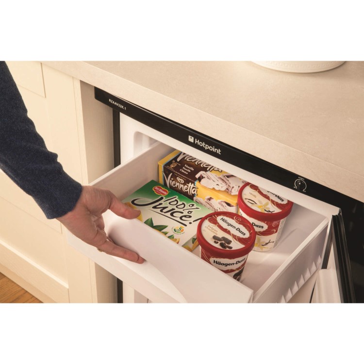 GRADE A2 - Hotpoint RZAAV22K 55cm Wide Freestanding Upright Under Counter Freezer - Black