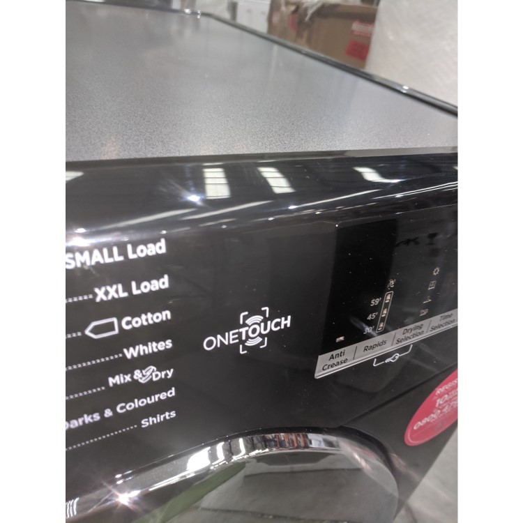 GRADE A3 - Hoover HLC9DCEB Link 9kg Freestanding Condenser Sensor Tumble Dryer With One Touch - Black With Chrome Water Collection Glass Door
