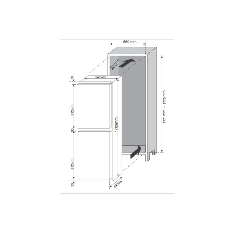 Hoover 233 Litre  50/50 Integrated Fridge Freezer - White