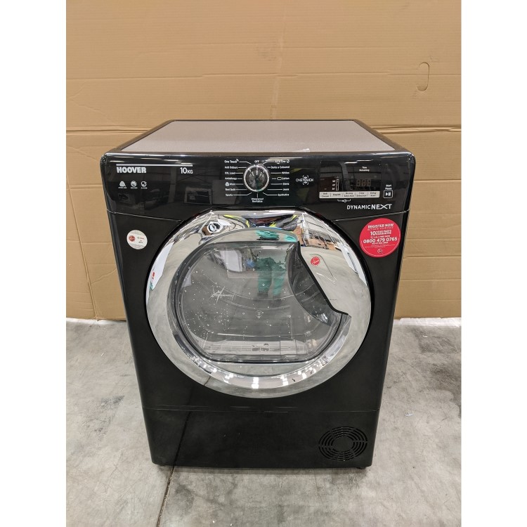 GRADE A3 - Hoover DXC10DCEB Dynamic Next Aquavision 10kg Freestanding Condenser Sensor Tumble Dryer - Black With Chrome Door