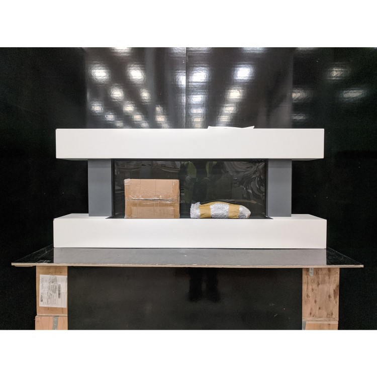 GRADE A3 - White Wall Mounted Electric Fireplace Suite with LED Lights - Amberglo
