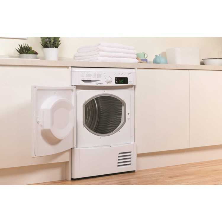 GRADE A3 - Indesit IDCE8450BH 8kg Freestanding Condenser Tumble Dryer Polar White