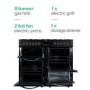 electriQ 100cm Dual Fuel Double Oven Range Cooker - Black