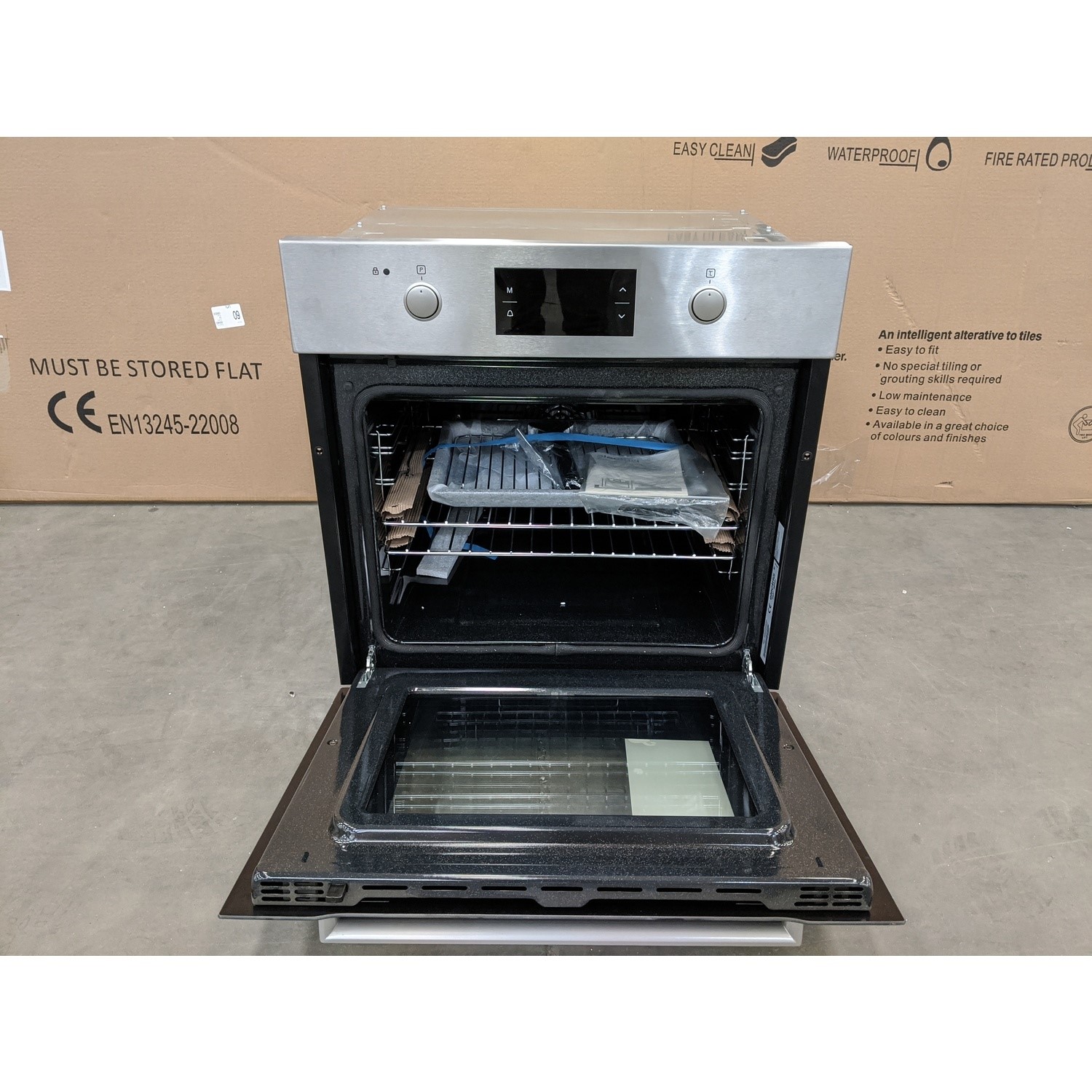 GRADE A3 electriQ 68L Pyrolytic Self Cleaning Electric Single Oven in Stainless Steel