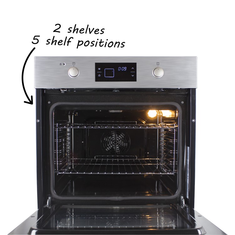 Refurbished electriQ EQBIOPYROVSTEEL 60cm Single Built In Electric Oven Stainless Steel