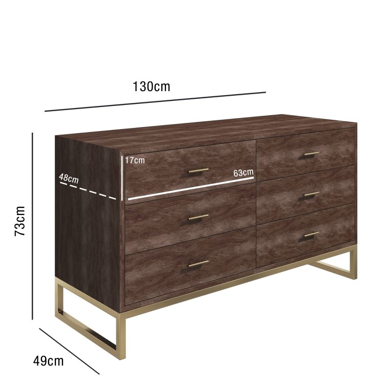 Aubrey Solid Wood TV Unit with Gold Legs & Drawers - TV's up to 60"