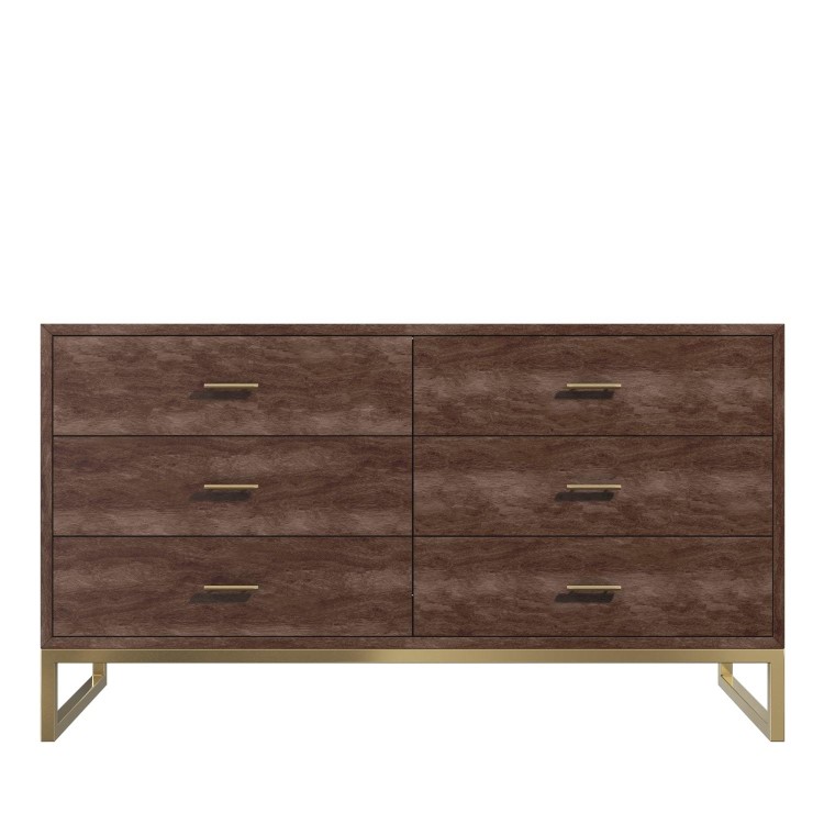 Aubrey Solid Wood TV Unit with Gold Legs & Drawers - TV's up to 60"