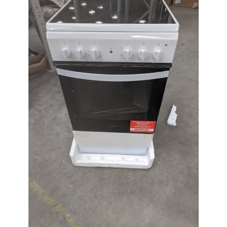 GRADE A3 - Indesit IS5V4KHW 50cm Single Oven Electric Cooker With Ceramic Hob - White