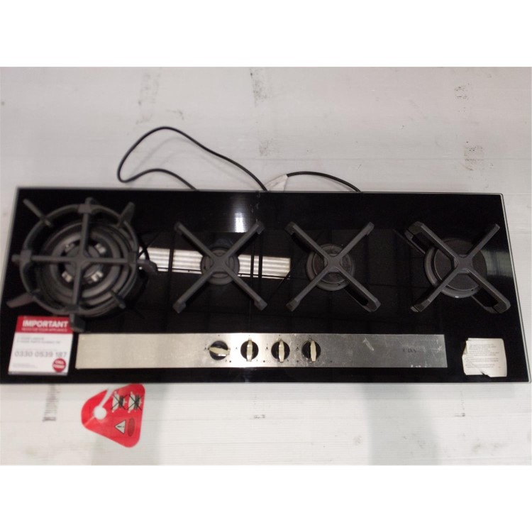 Refurbished CDA HVG93BL 96cm 4 Burner Linear Gas-on-glass Hob Black