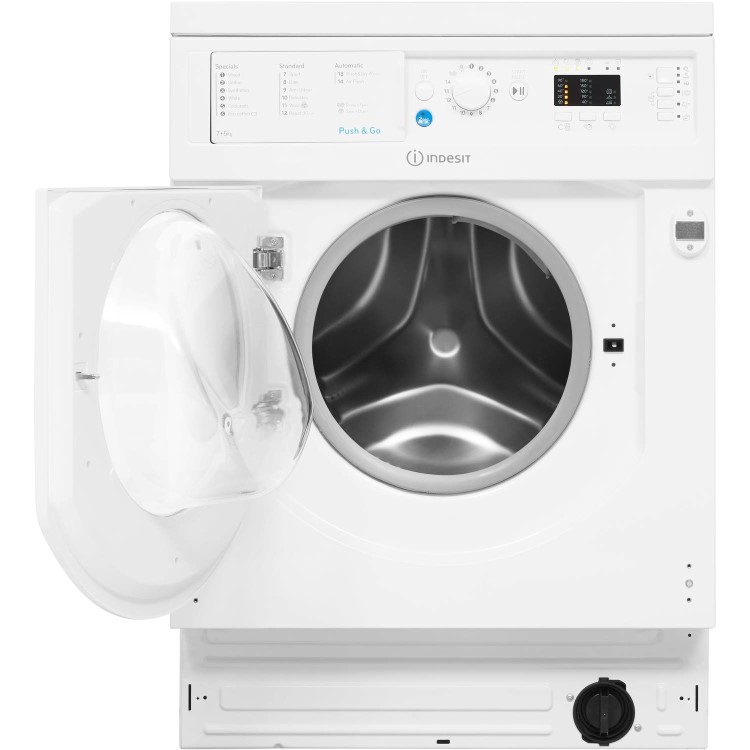 GRADE A1 - Indesit BIWDIL7125 7kg Wash 5kg Dry 1200rpm Integrated Washer Dryer With Push&Go - White