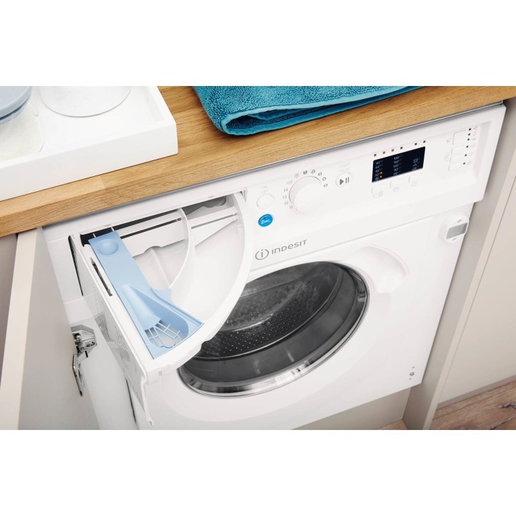 GRADE A1 - Indesit BIWDIL7125 7kg Wash 5kg Dry 1200rpm Integrated Washer Dryer With Push&Go - White