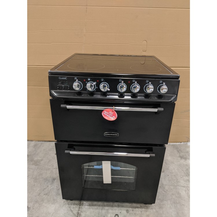 GRADE A3 - Rangemaster 10733 Classic 60cm Electric Cooker with Double Oven and Ceramic Hob Black And Chrome